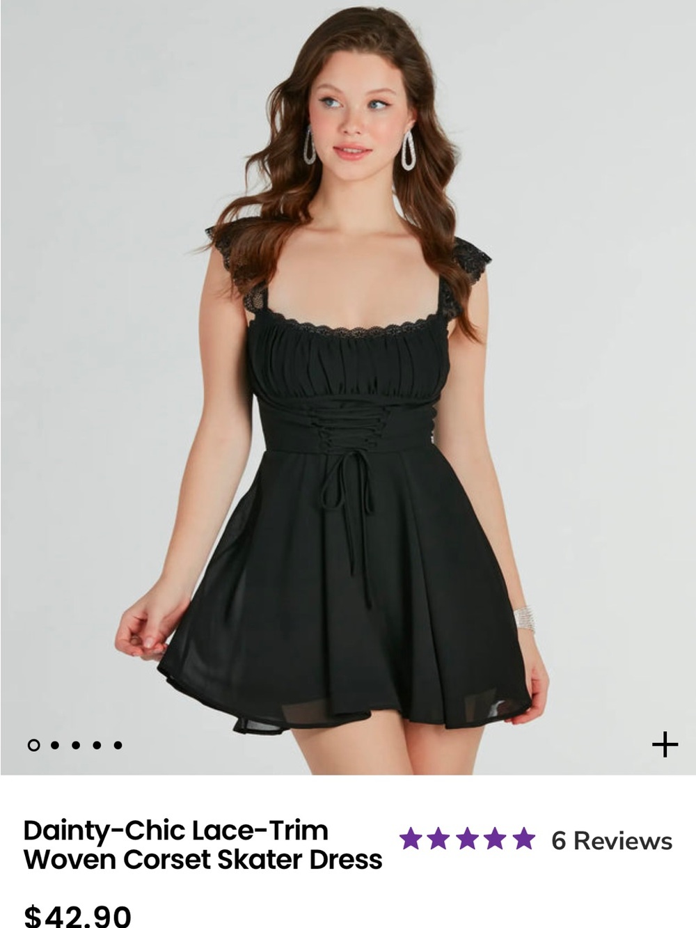 Windsor Black Lace-Trim Corset Skater Dress